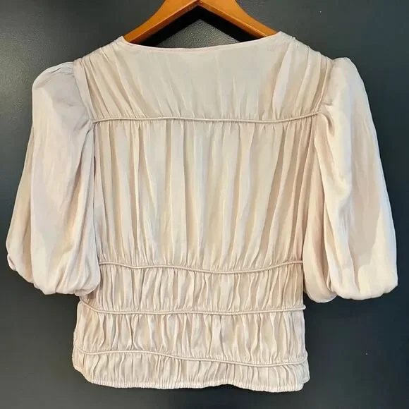 FRAME Julianne BLUSH Top PUFF SLEEVES BLOUSE  - Picture 4 of 6